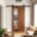 Elegant interior featuring a 32 inch barn door with glass insets