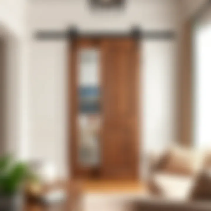 Elegant interior featuring a 32 inch barn door with glass insets