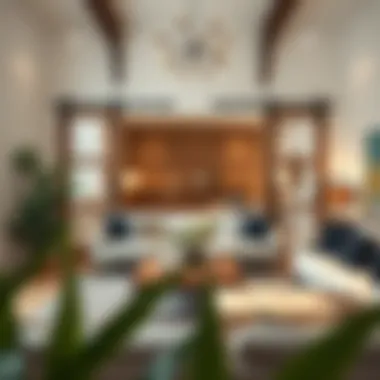 Stylish modern living room with barn doors