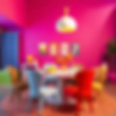 Playful Vibrant Dining Arrangement Vibrant colors in a playful dining arrangement