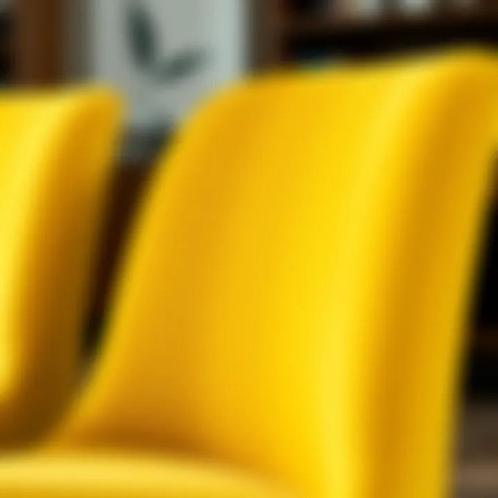 Close-up of yellow velvet fabric texture