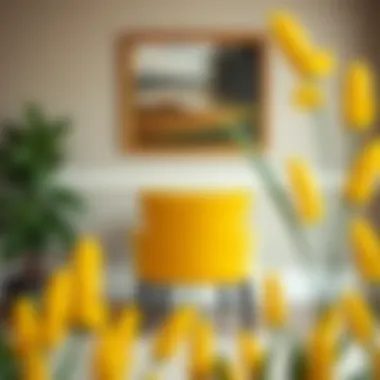 Elegant yellow velvet dining chair in modern setting