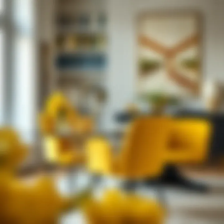 Yellow velvet chair paired with elegant table setting