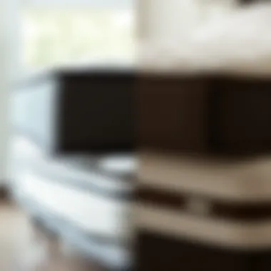 Comparison of new vs. used box springs in a side-by-side format