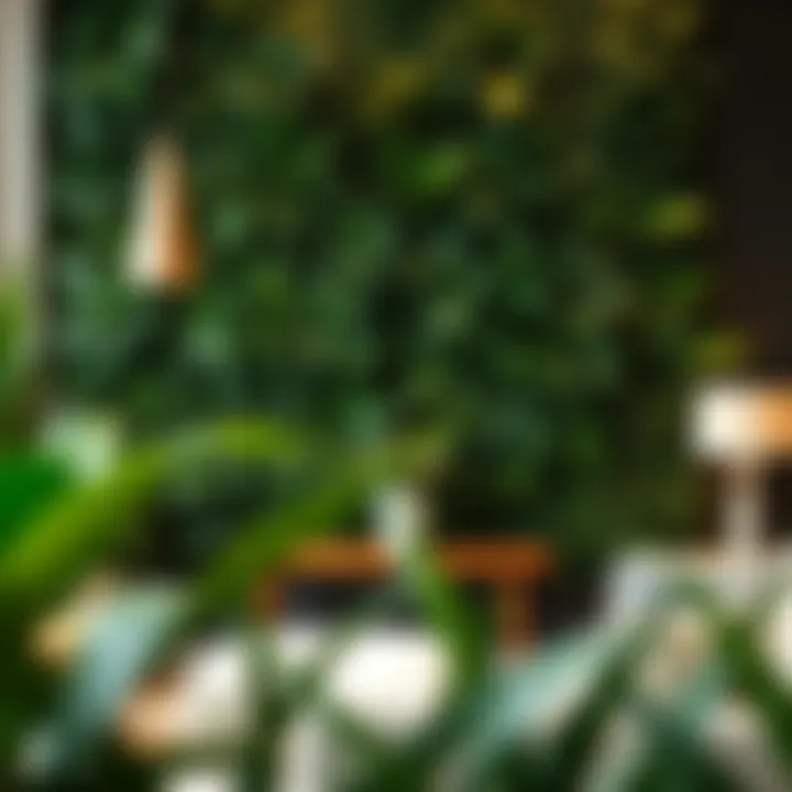 Lush artificial wall greenery creating an inviting atmosphere