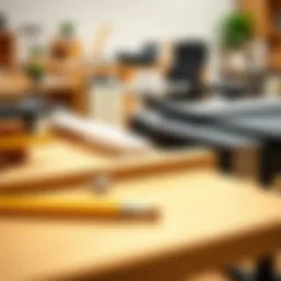 Detailed view of office furniture components