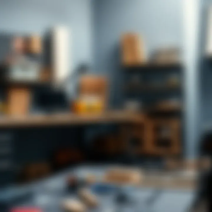 Workspace Setup for Furniture Assembly Organized workspace with tools for assembly