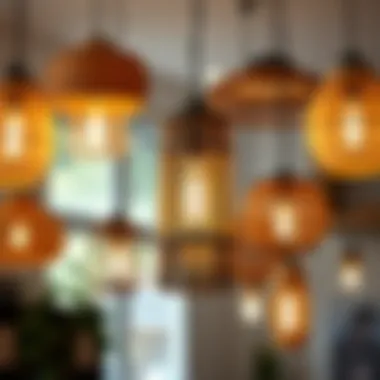 A collection of various bamboo pendant lights in different styles