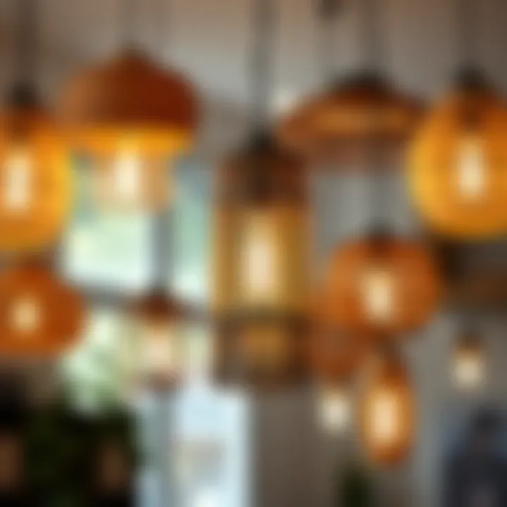 A collection of various bamboo pendant lights in different styles