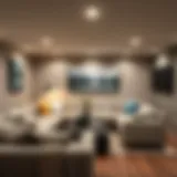 Cozy Basement Lounge Design Cozy basement lounge with modern couches