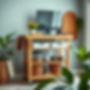 Butcher block cart used as a versatile storage solution in a workspace
