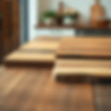 Variety of wood materials used in butcher block tables