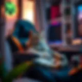 The Cozy Appeal of Cat Gaming Chairs A cozy cat gaming chair with colorful designs