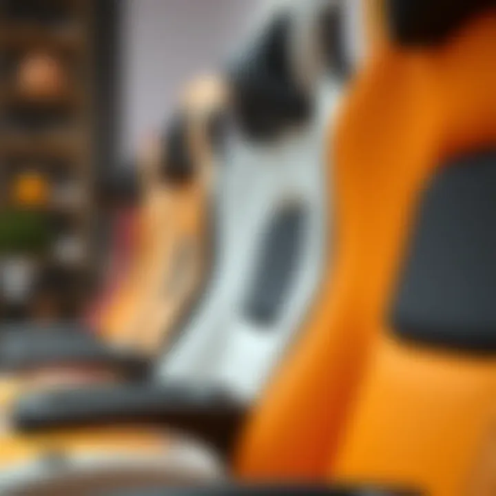 Close-up of ergonomic features in a cat gaming chair