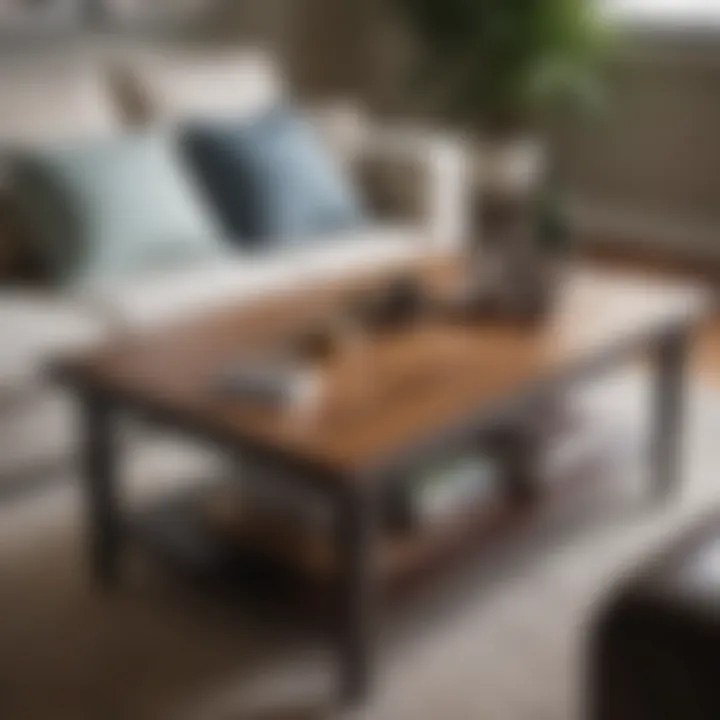 Close-up of materials used in center couch tables