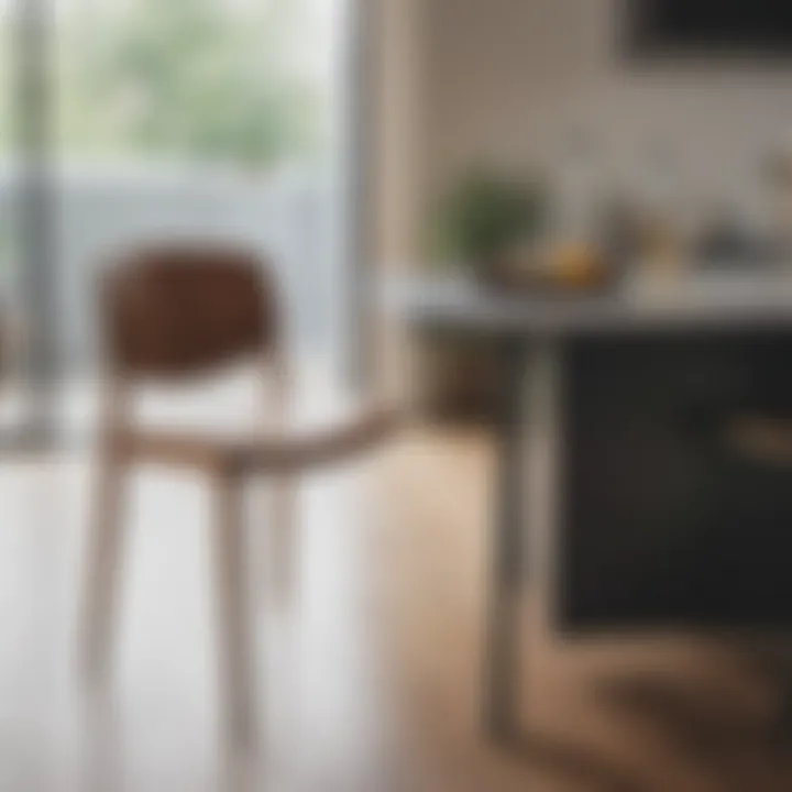 Minimalistic dining chairs paired with a sleek kitchen table