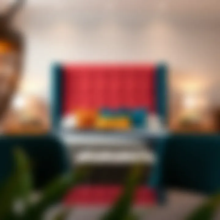 Vibrant upholstered headboard in a contemporary bedroom