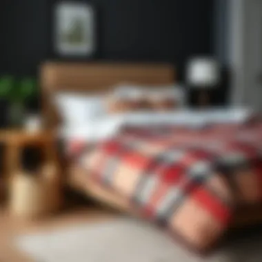 Demonstration of care techniques for maintaining plaid down comforters