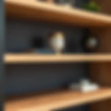 Close-up of a modern 16-inch shelf unit with intricate design details