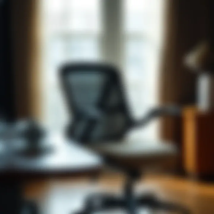 An office chair next to a desk with productivity-enhancing features