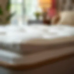 Close-up view of a plush pillow top mattress topper showcasing its luxurious texture.