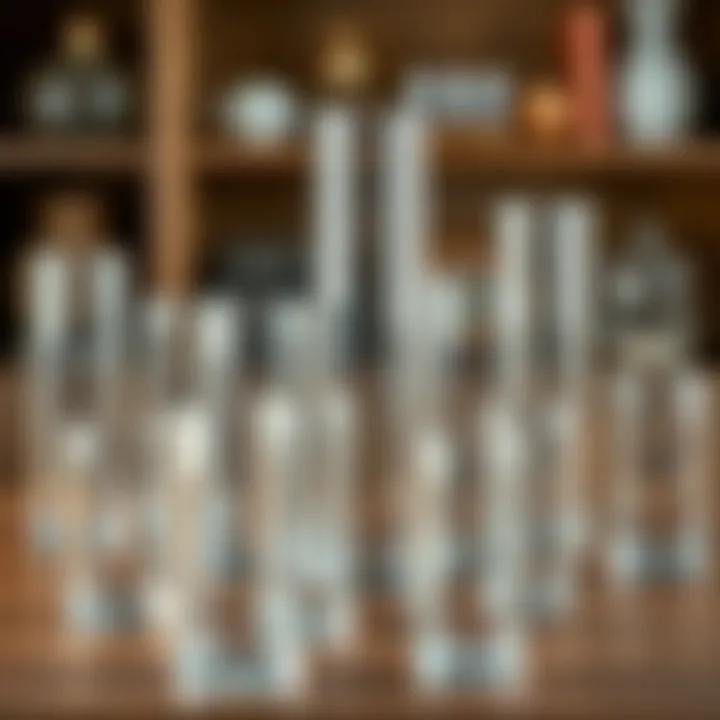 Practical Arrangement of Glass Cylinder Sets Various glass cylinder sets arranged for practical use