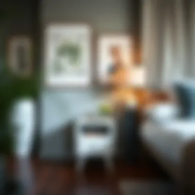 Stylish interior showcasing a white end table with drawer