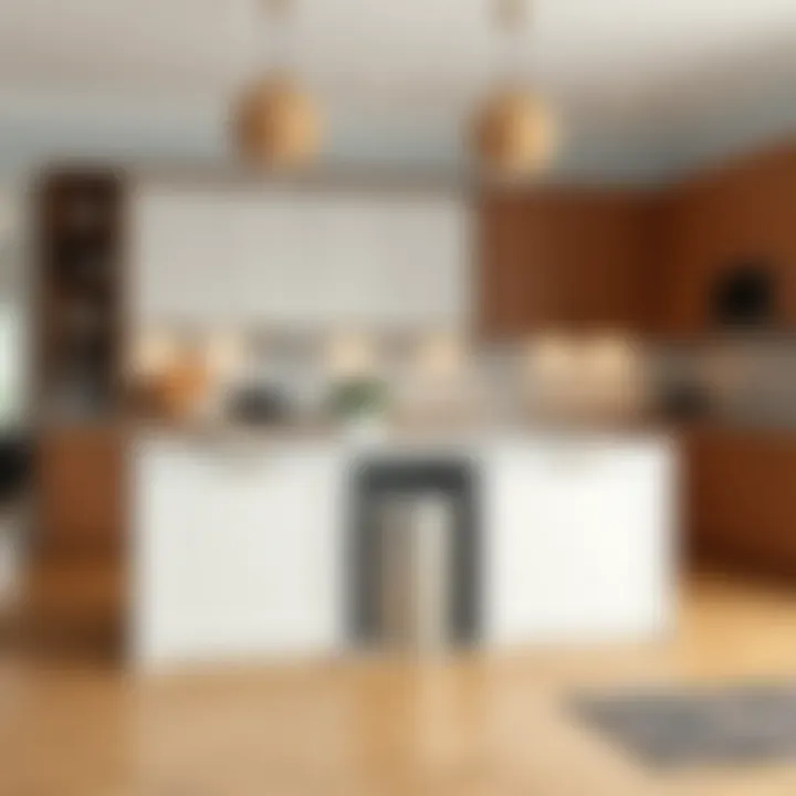 Elegance and Functionality in Kitchen Island Design Contemporary kitchen with elegant island and concealed waste bin