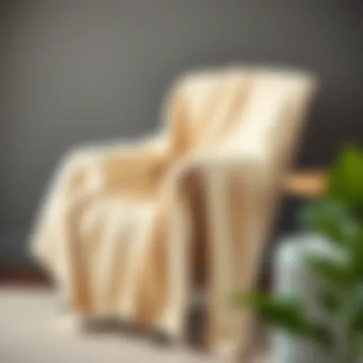 A cozy cotton muslin blanket draped elegantly over a stylish armchair, showcasing its texture and color.