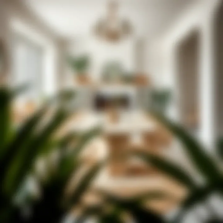 Cozy dining area with light colors and plants