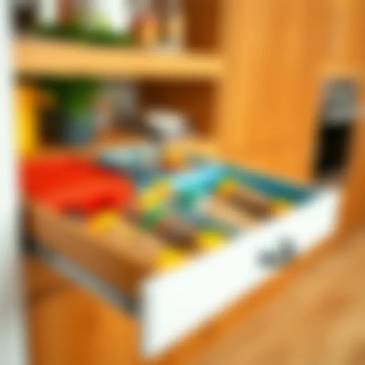 Vibrant Spice Drawer Organization Colorful spice drawer organizers enhancing kitchen decor