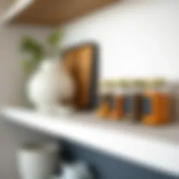 Elegant spice jar arrangement on a minimalist shelf