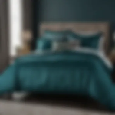 Elegant Dark Teal Queen Comforter Set Elegant dark teal queen comforter set on a beautifully made bed
