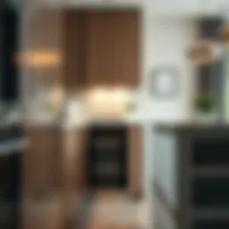 Elegant pull out trash cabinet integrated into a modern kitchen design