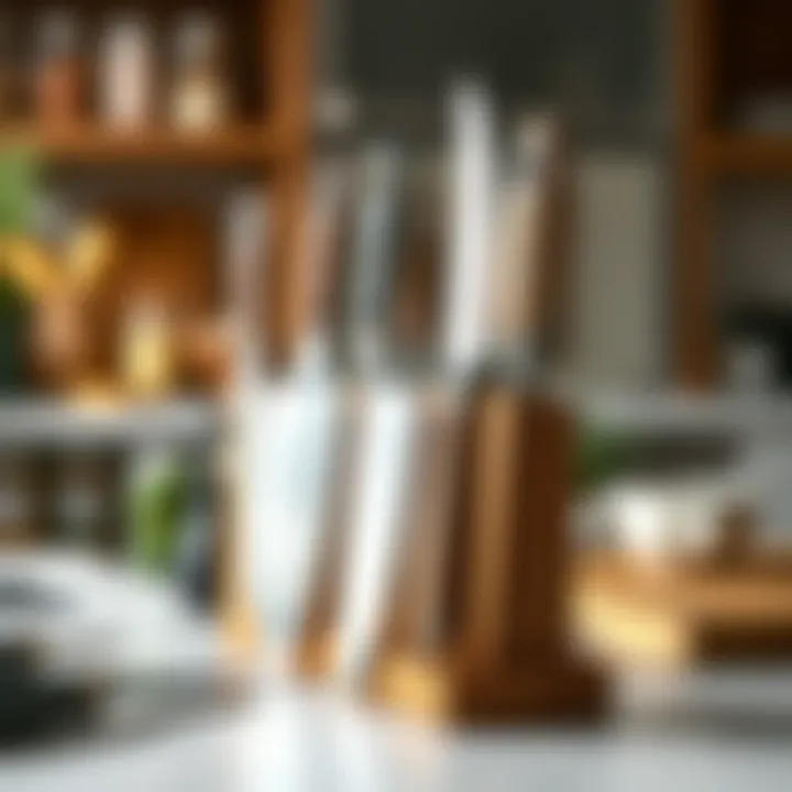 High-quality cutting tools neatly arranged on a countertop