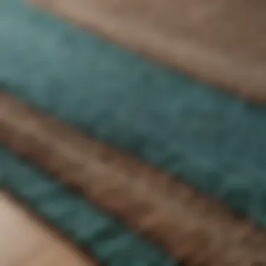 Close-up of texture on a teal and brown kitchen rug