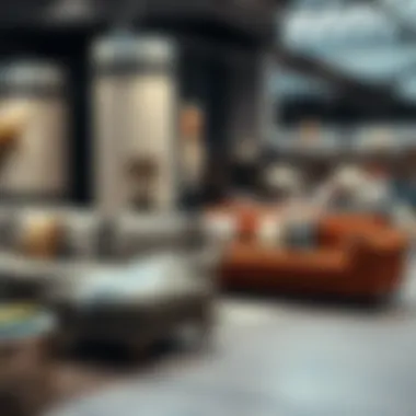 Various materials used in sectional sofas on display