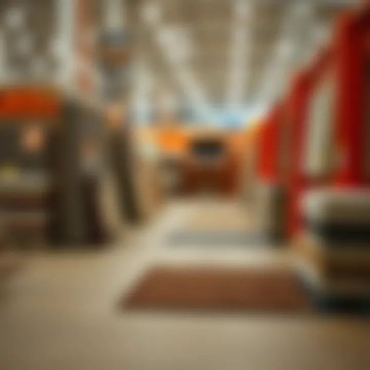 Variety of area carpets displayed at Home Depot