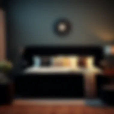 Decorative Elements with Black UGG Bed Set Decorative elements enhancing the Black UGG Bed Set in a modern interior.