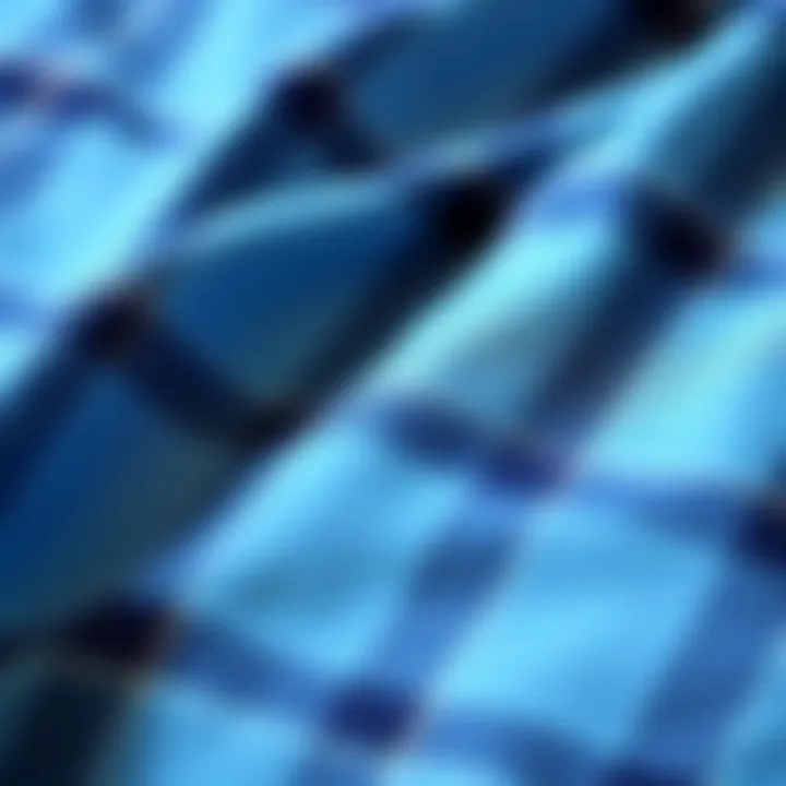 Close-up of blue plaid fabric texture