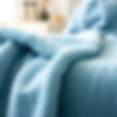 Soft Blue Throw Material Quality Close-up of soft blue throw highlighting material quality