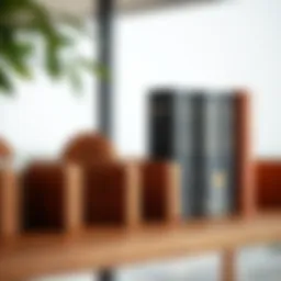 Elegant wooden book dividers enhancing shelf organization