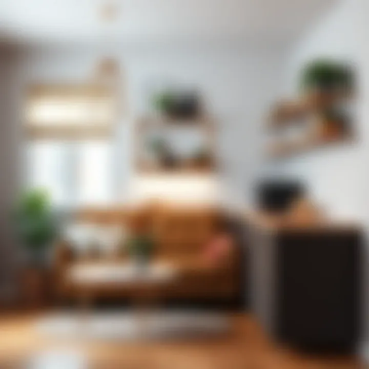 Creative Use of Worktop Shelves in Small Living Area Creative use of worktop shelves in a small living area for optimized space