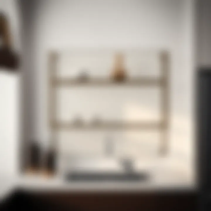 Elegant Glass and Metal Worktop Shelves Elegant worktop shelves made of glass and metal in a contemporary setting