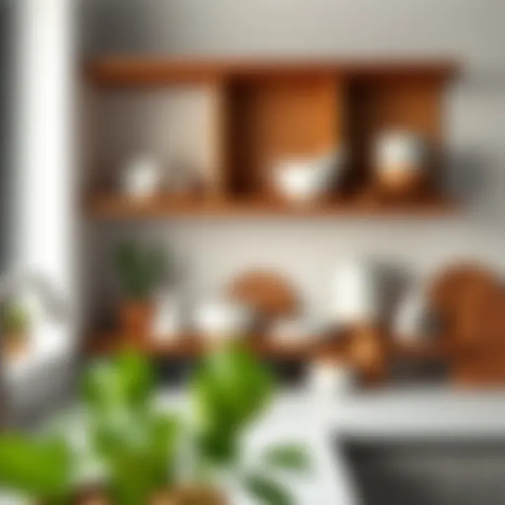 Stylish Worktop Shelf Arrangement Stylish worktop shelf arrangement showcasing ceramic and wooden elements