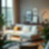 Modern couch design in a cozy living room