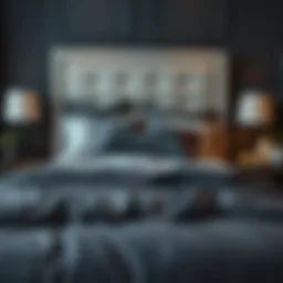 Elegant dark gray bedding set on a stylish bed