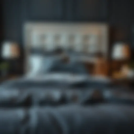 Elegant dark gray bedding set on a stylish bed