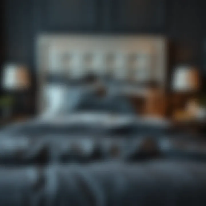 Elegant dark gray bedding set on a stylish bed