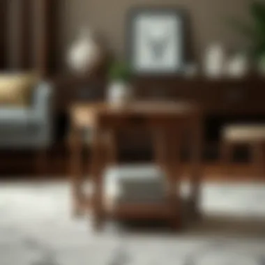 Functional Dark Wood Side Table Functional dark wood side table with storage options